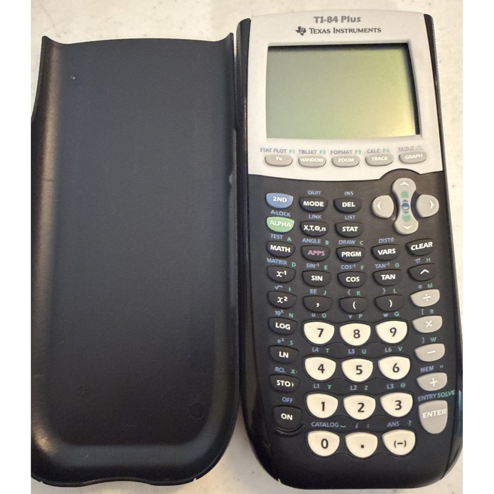 TI-84 Plus Graphing Calculator w Cover Tested Works Texas Instruments